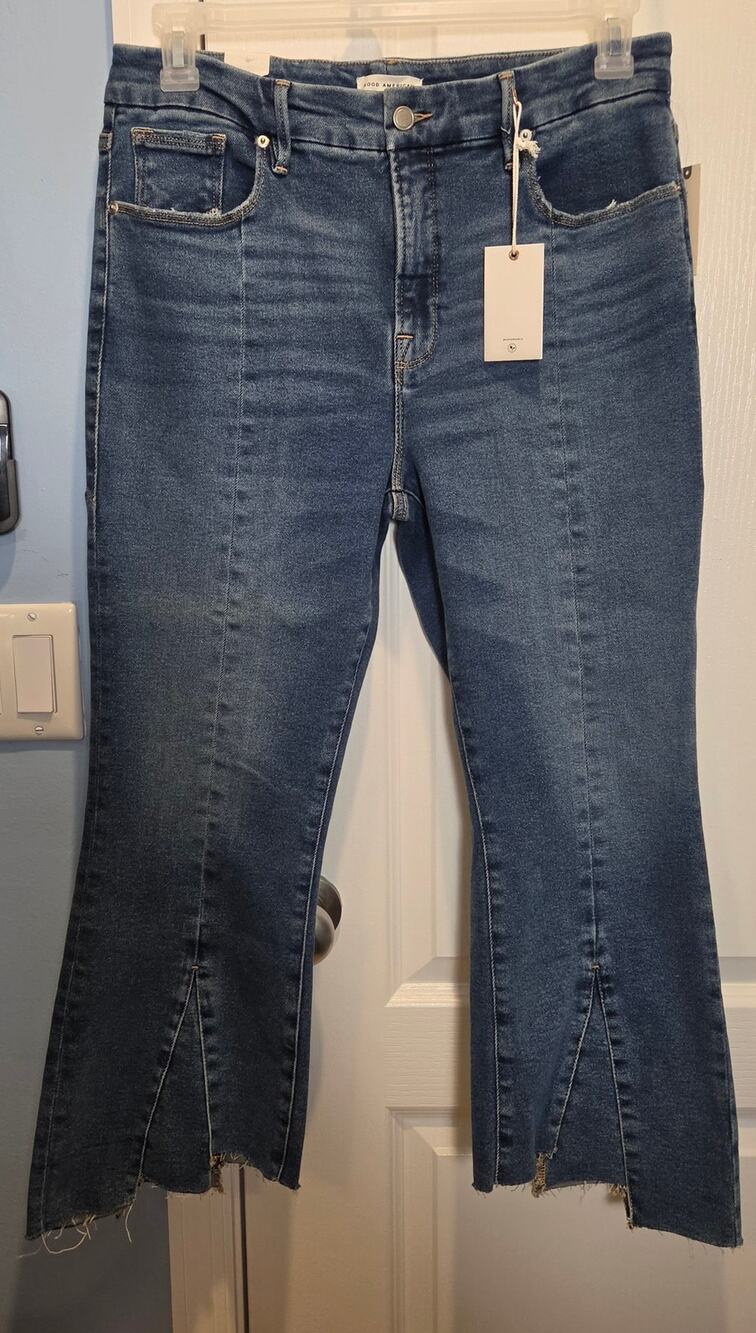 NWT Good American Good Legs Crop sz 14 flared Anthro